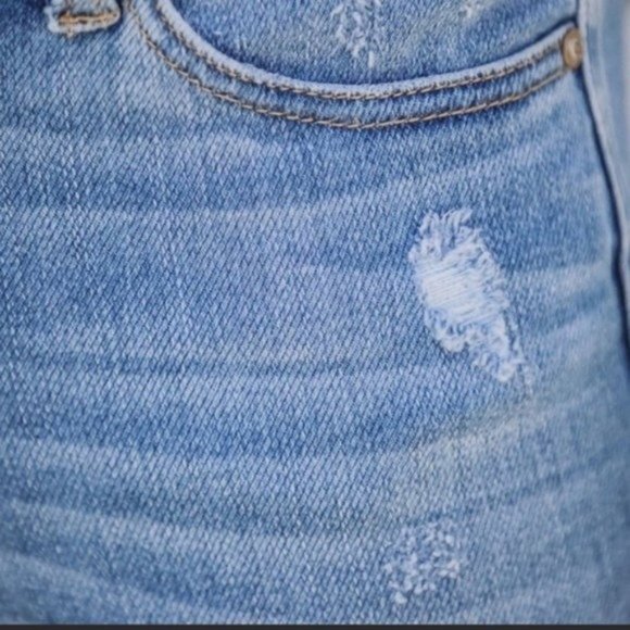 New Kan Can Distressed Button Fly Flare Leg Jeans - Picture 10 of 16